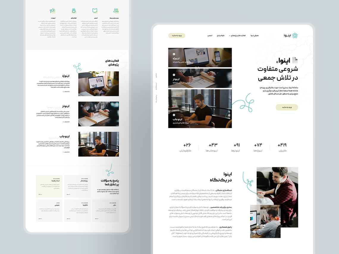 طراحی تجربه و رابط کاربری وب‌سایت اینوا، سامانه برون‌سپاری پروژه‌های علمی و فناورانه